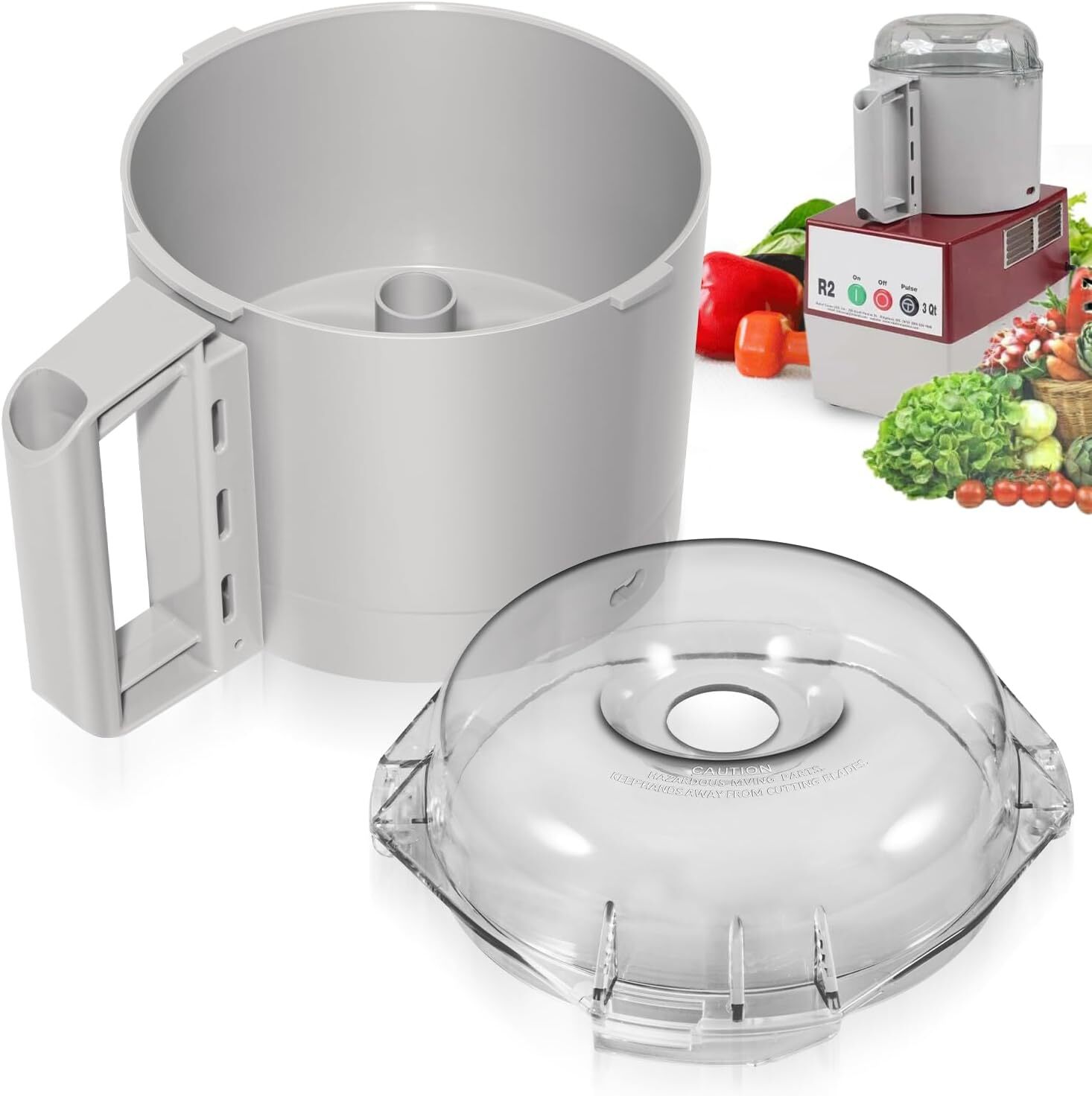 106458S Cutter Bowl Lid & 112204S Cutter Bowl for Robot Coupe R2 3L Gb R2 DICE