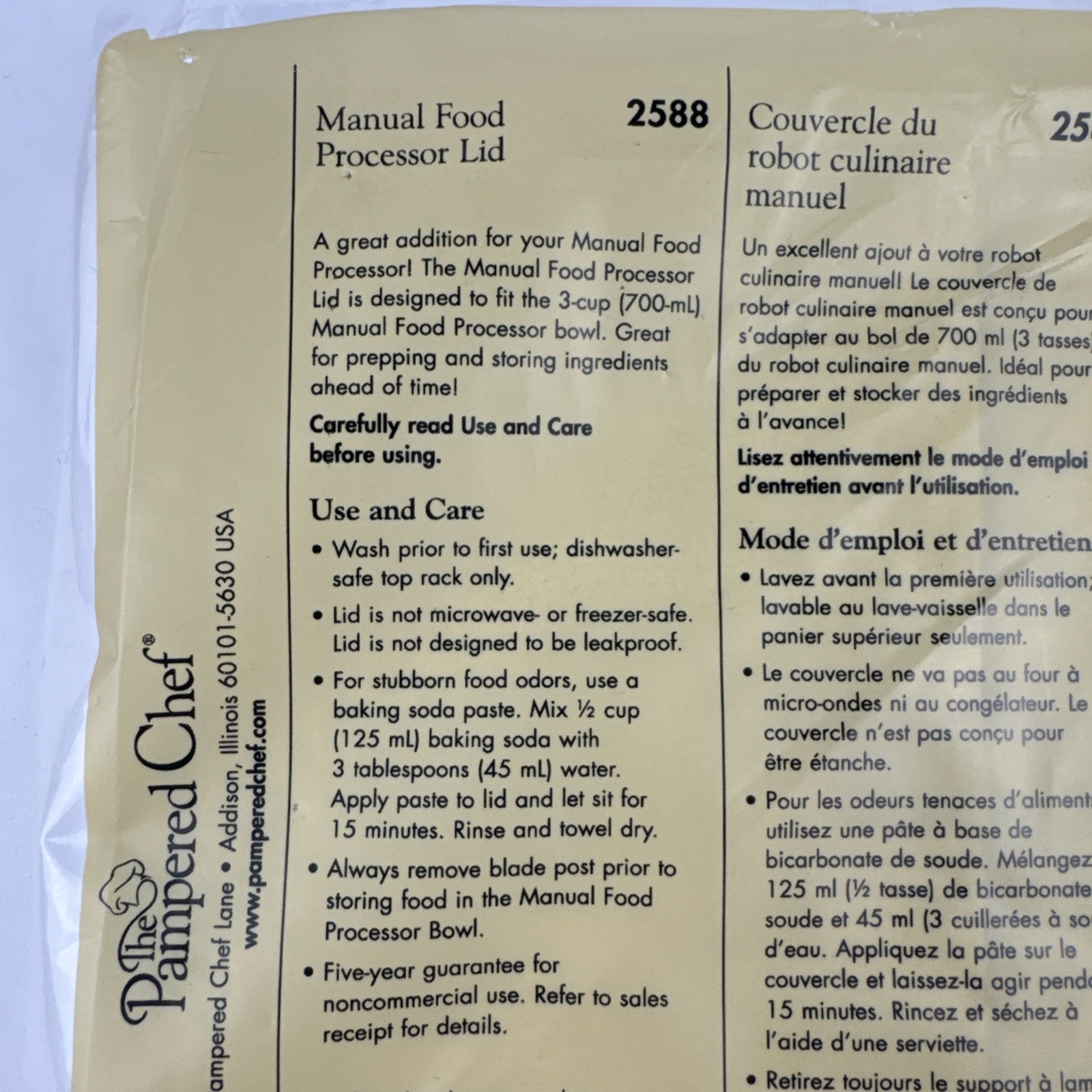 NEW Pampered Chef Manual Food Processor Lid #2588