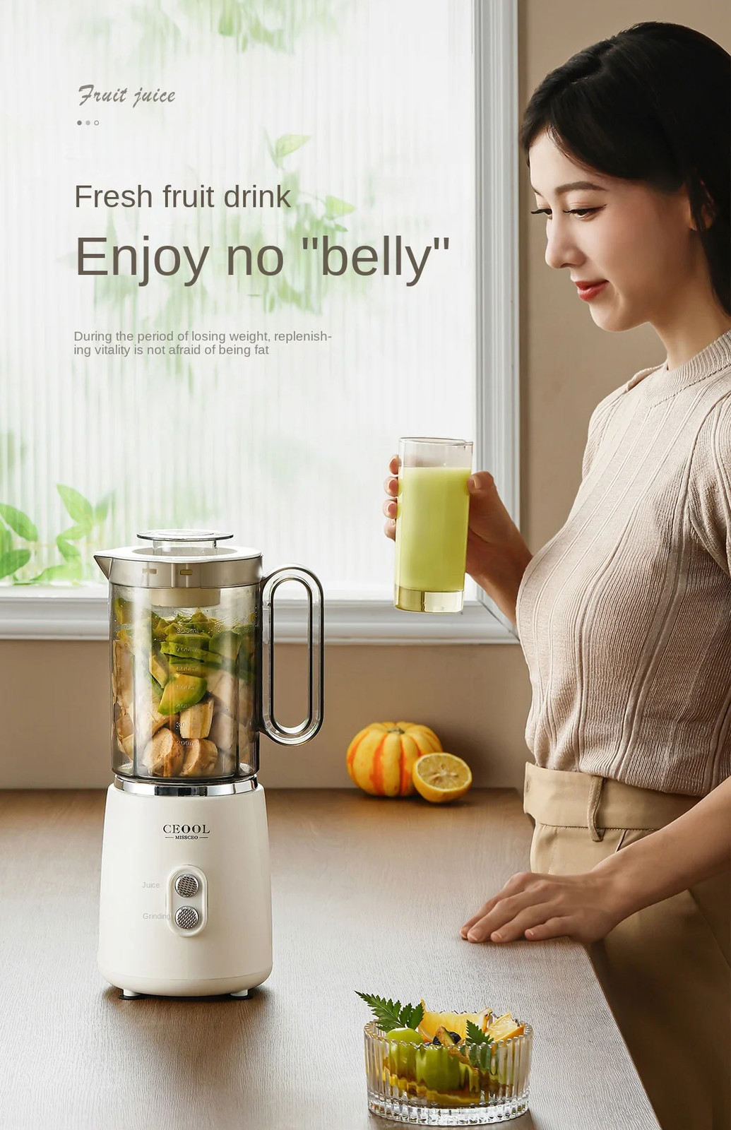 2IN1 Food Blender Portable Juicer Smoothie Maker Fruit Mixer Bean Grinder Mixer