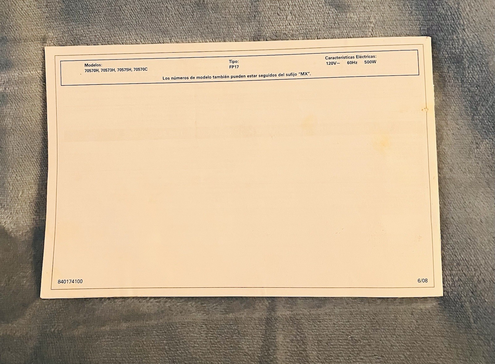 Hamilton Beach Big Mouth Processor 70570H, 70575H, 70573H, 70570C FP17 Manual