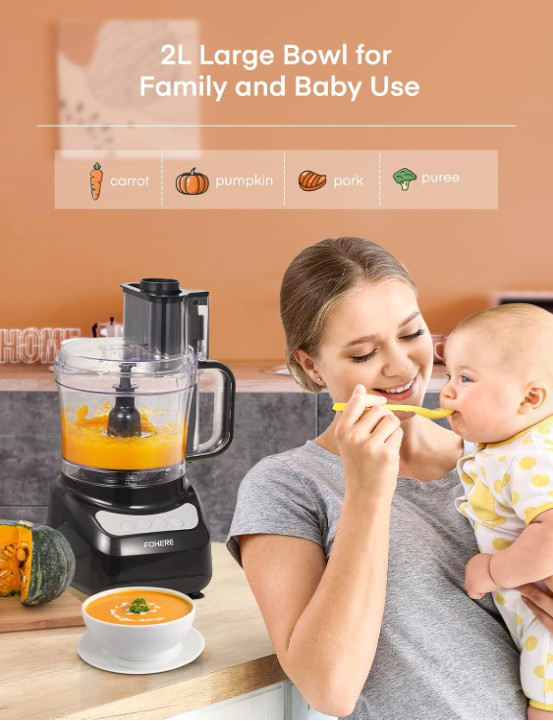 Procesador de Alimentos 12 Tazas 500W Picadora Trituradora Amasadora 2 en 1
