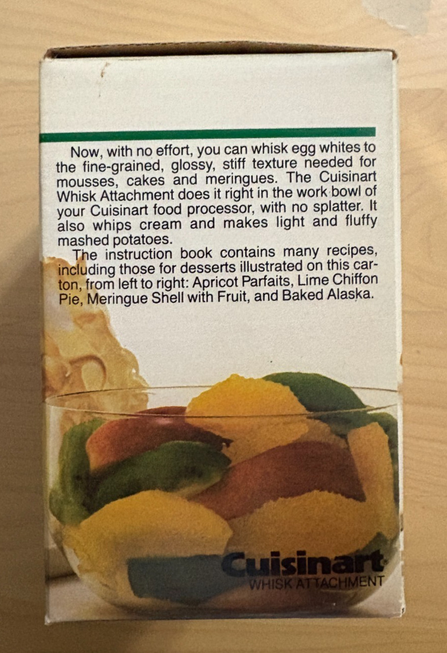 Cuisinart Whisk Attachment DLC-855 for use with DLC-8 Series Food Processors NOS