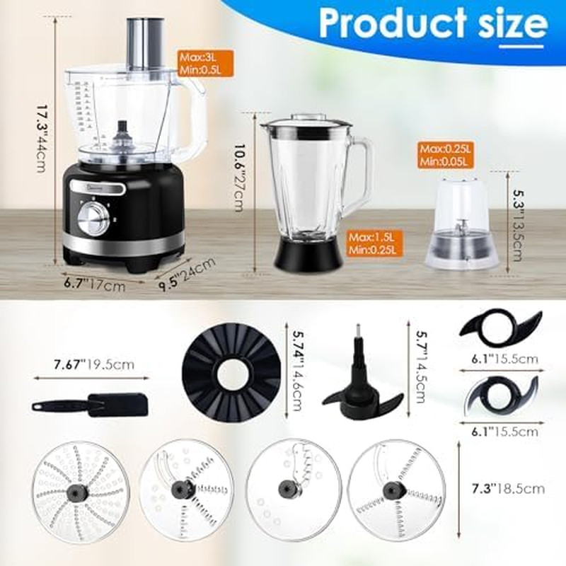 16 Cup Food Processors,11-In-1 Multifunction 3.8L Vegetables Chopper for Home Us