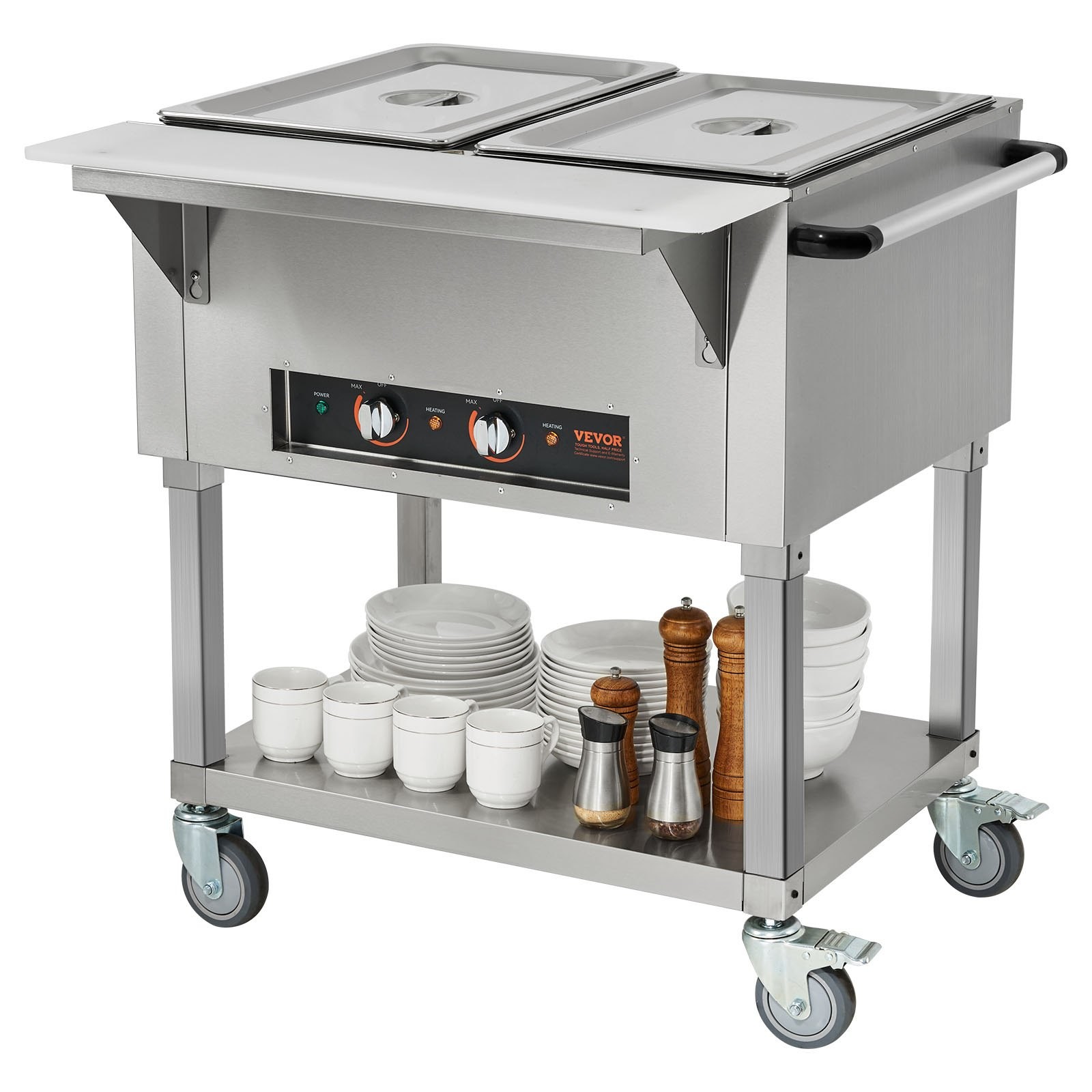 2-Pan Commercial Food Warmer, 2 x 20.6QT Electric Steam Table, 1000W Professiona