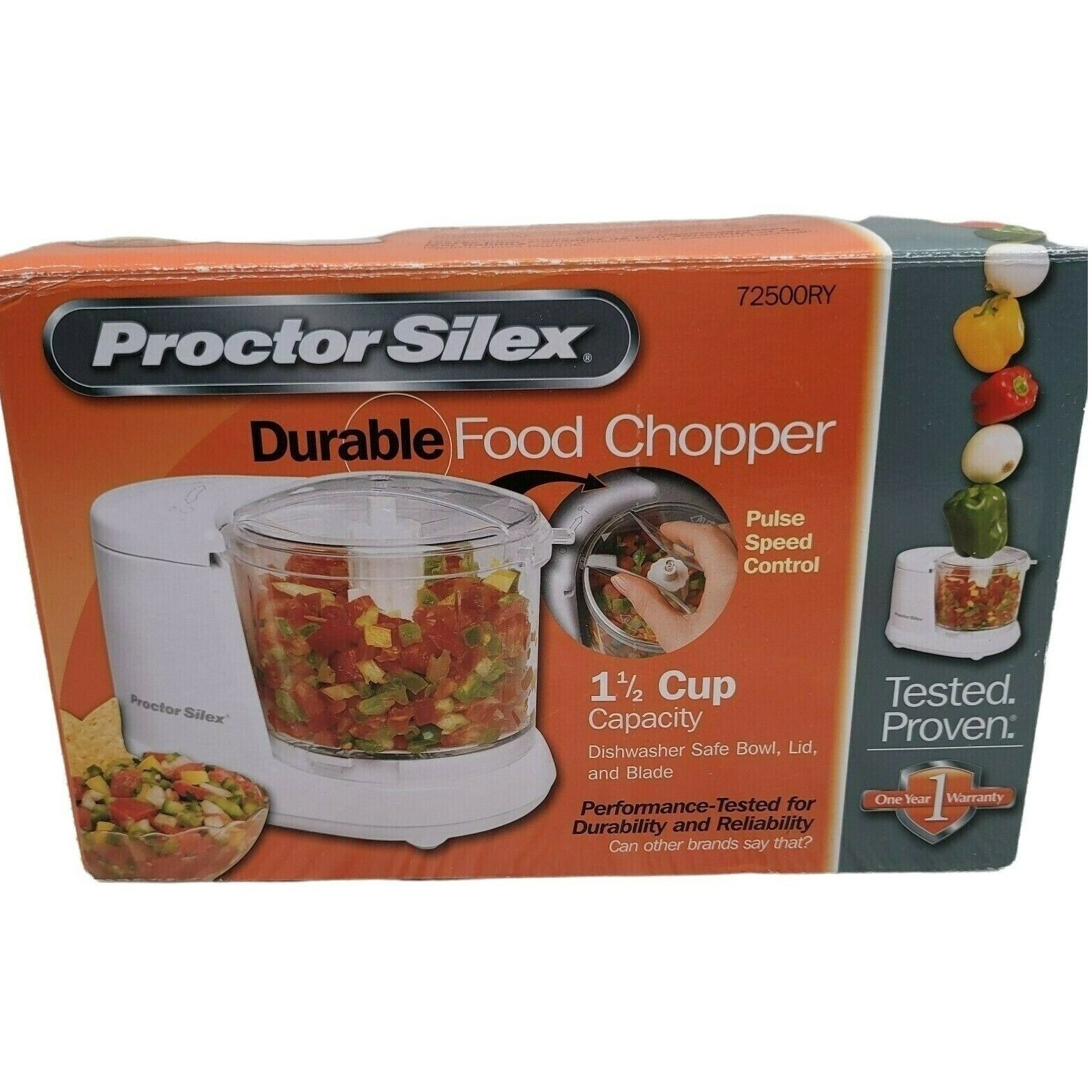 Proctor Silex Food Chopper 1.5 Cup White 72500RY Pulse Control