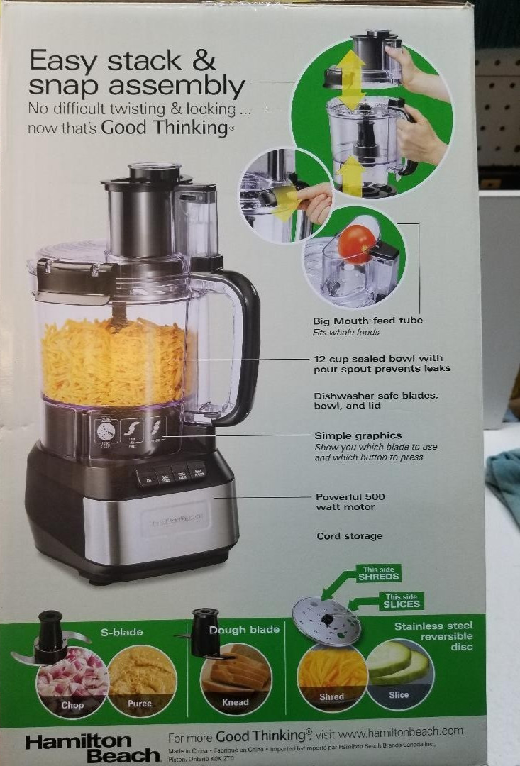 NEW Hamilton Beach Stack & Snap Food Processor 12cup Capacity #70727 SEALED!
