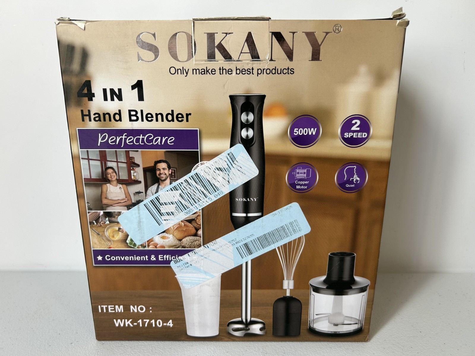 SOKANY 2-Speed 4-In-1 Electric Hand Blender 110V, 50/60HZ, 500W Model WK-1710-4