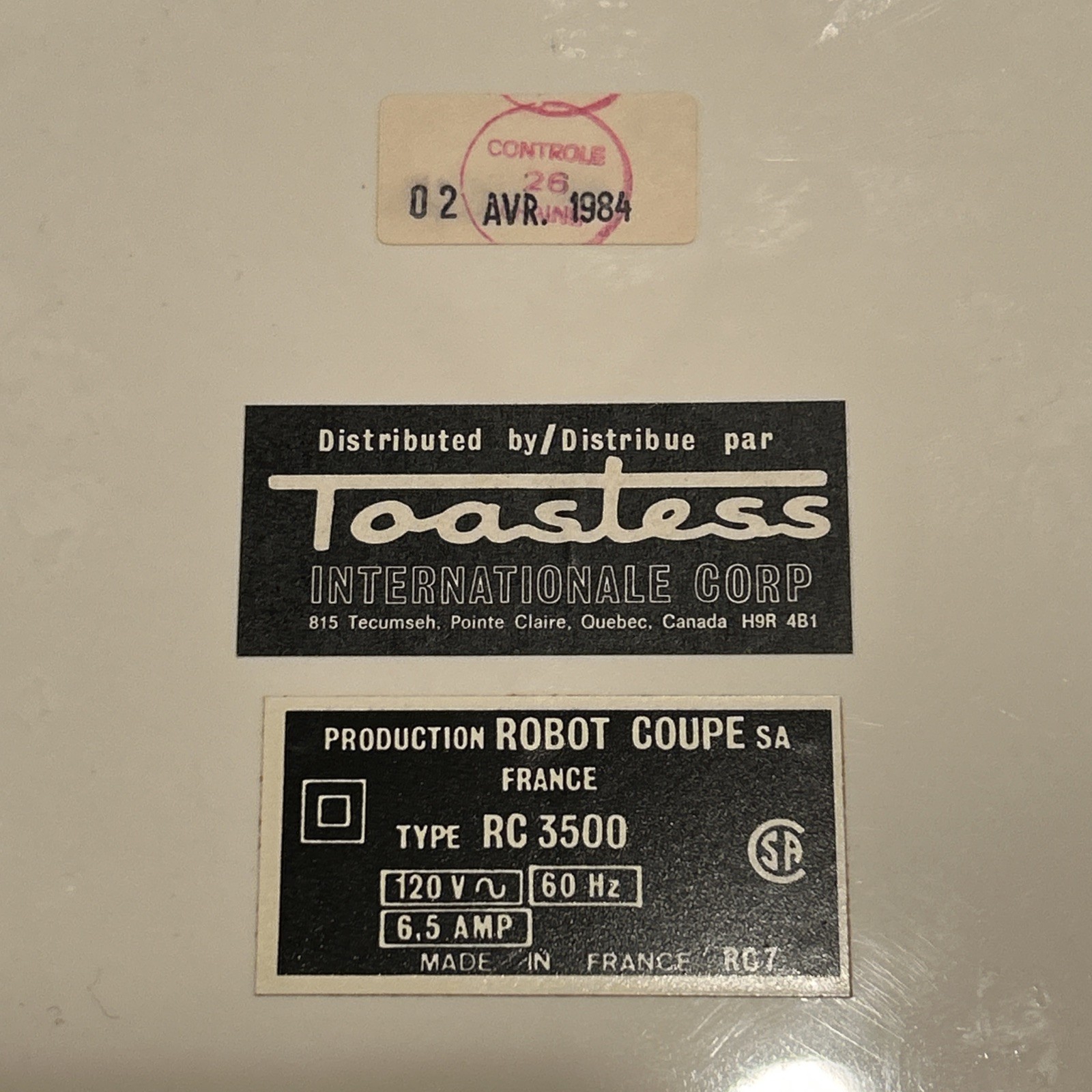 Robot Coupe Food Processor Base Only RC 3500 – For Parts – Not Working