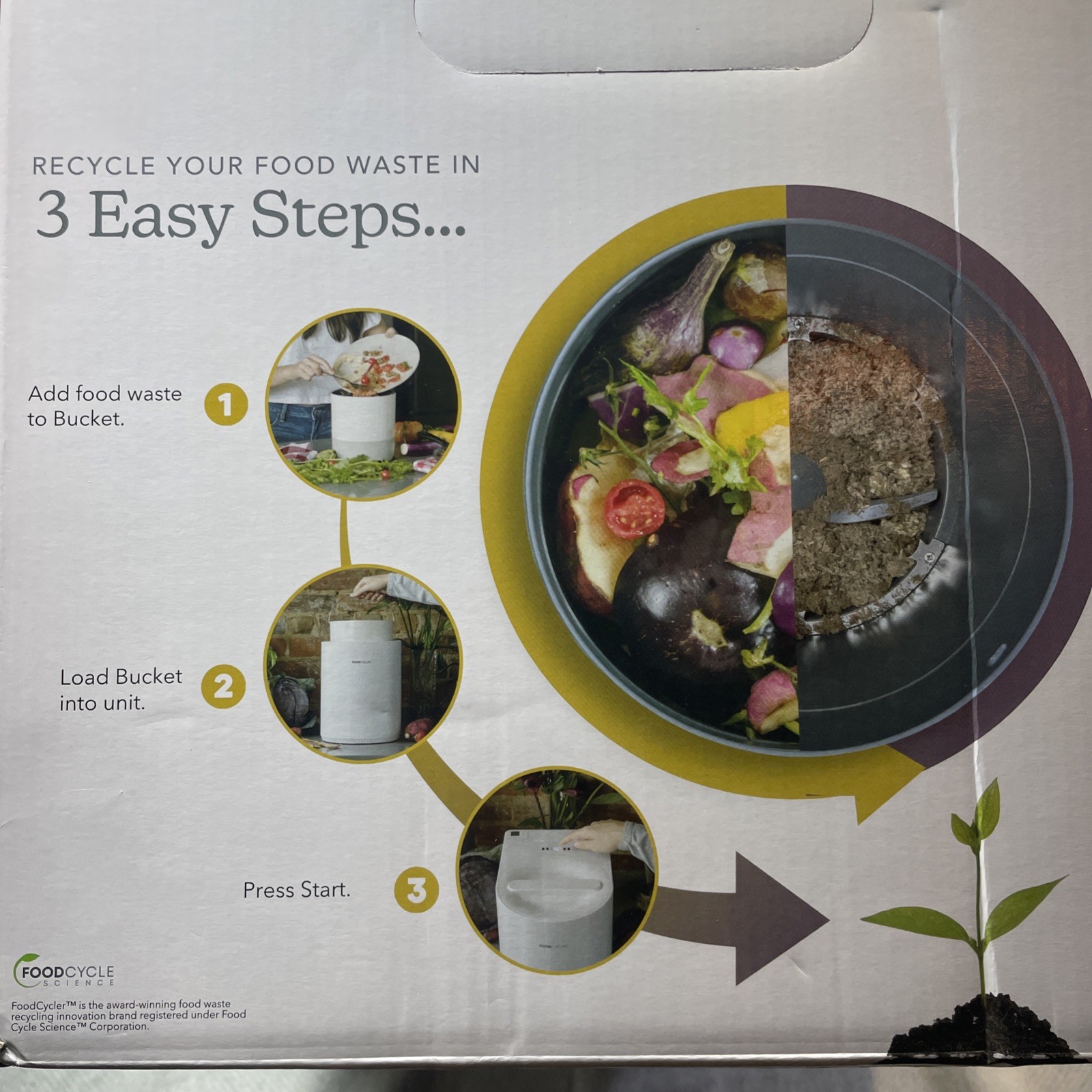 FoodCycler® Eco 3™ Odorless Indoor Compost Electric Food Waste Disposer – Gray