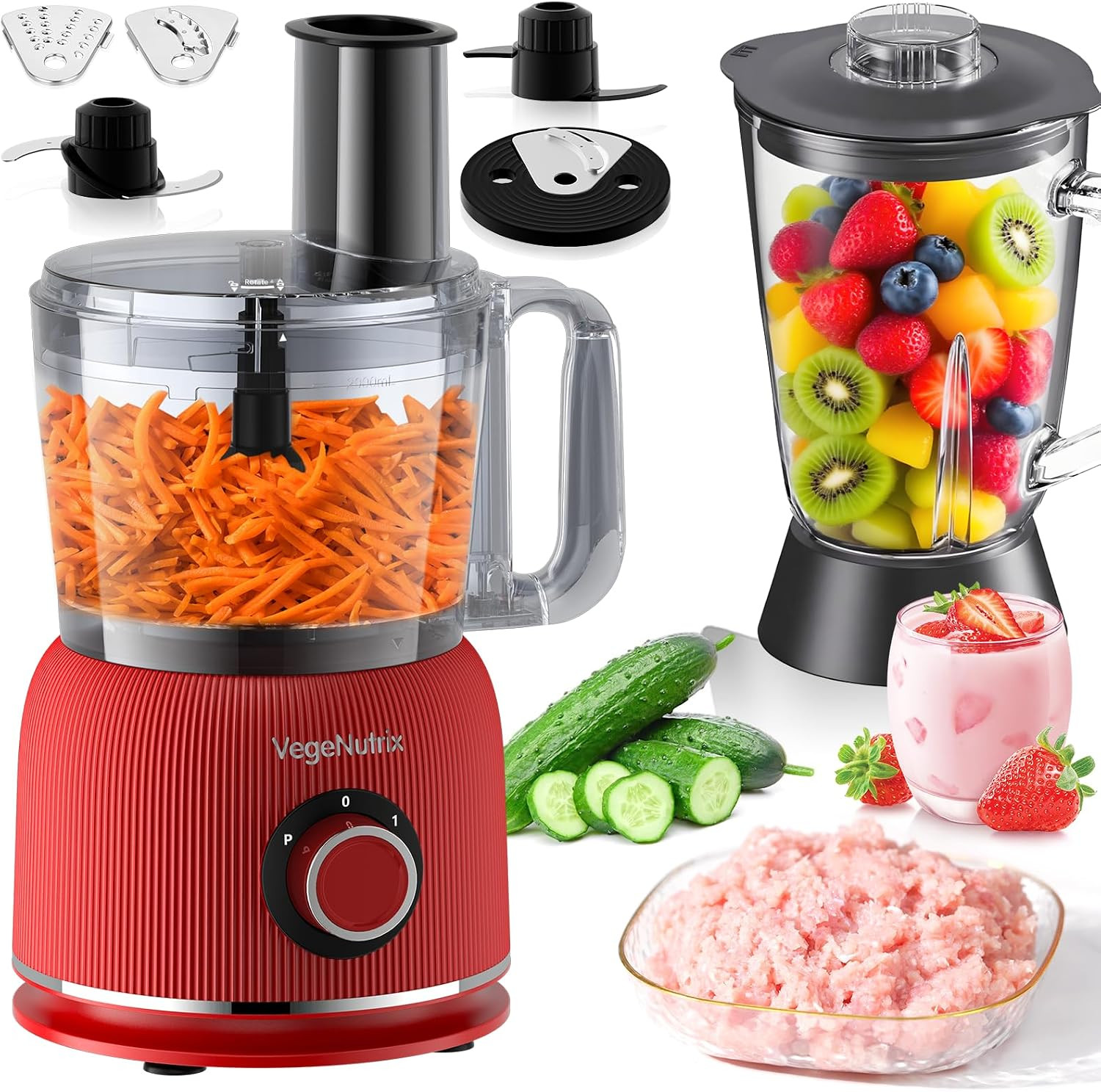 Food Processor and Blender Combo, 88 Oz Food Chopper for Meat, Vegetable and Dou