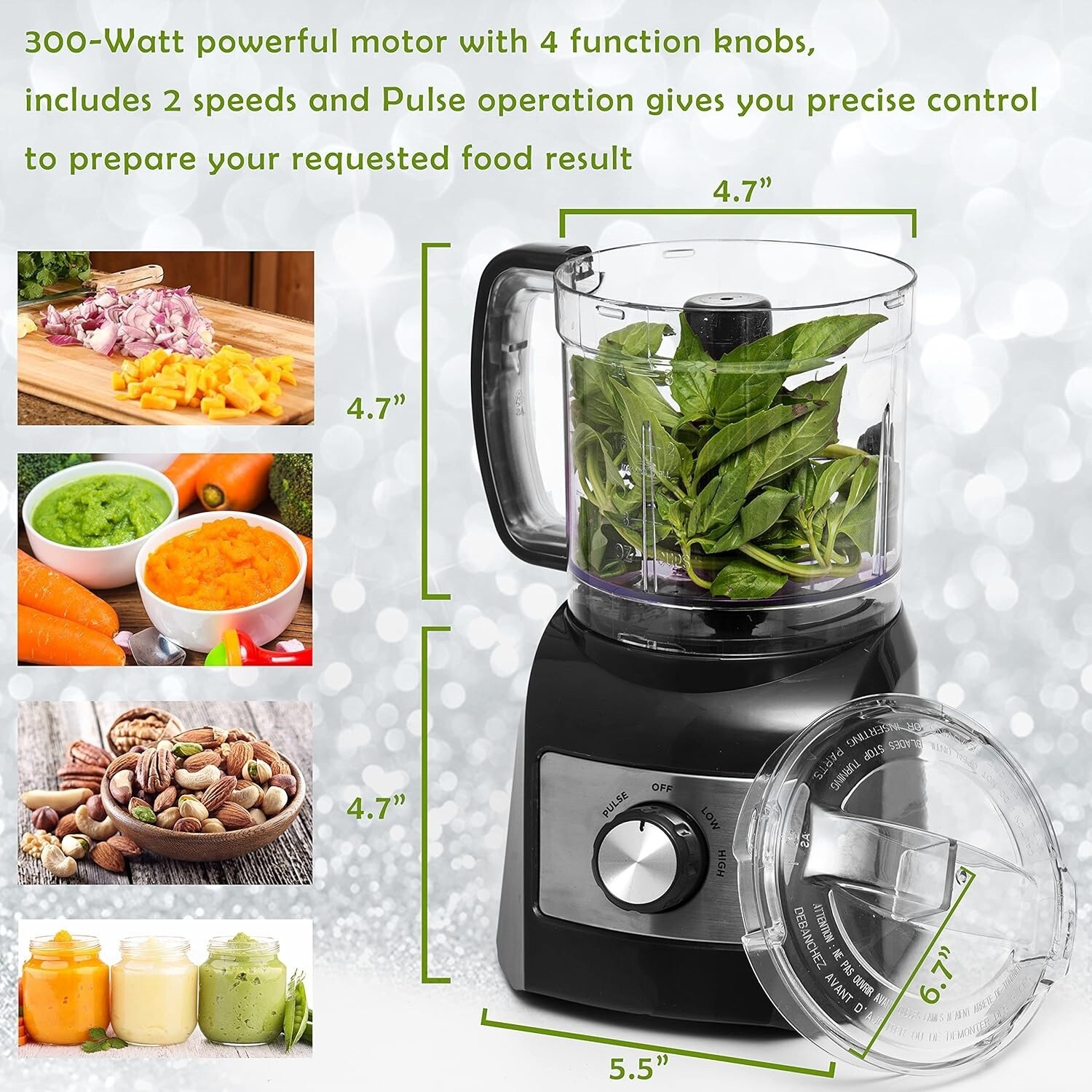 Procesador De Alimentos De 3 Tazas Acero Inoxidable Potente 350 W 120 V NUEVO US