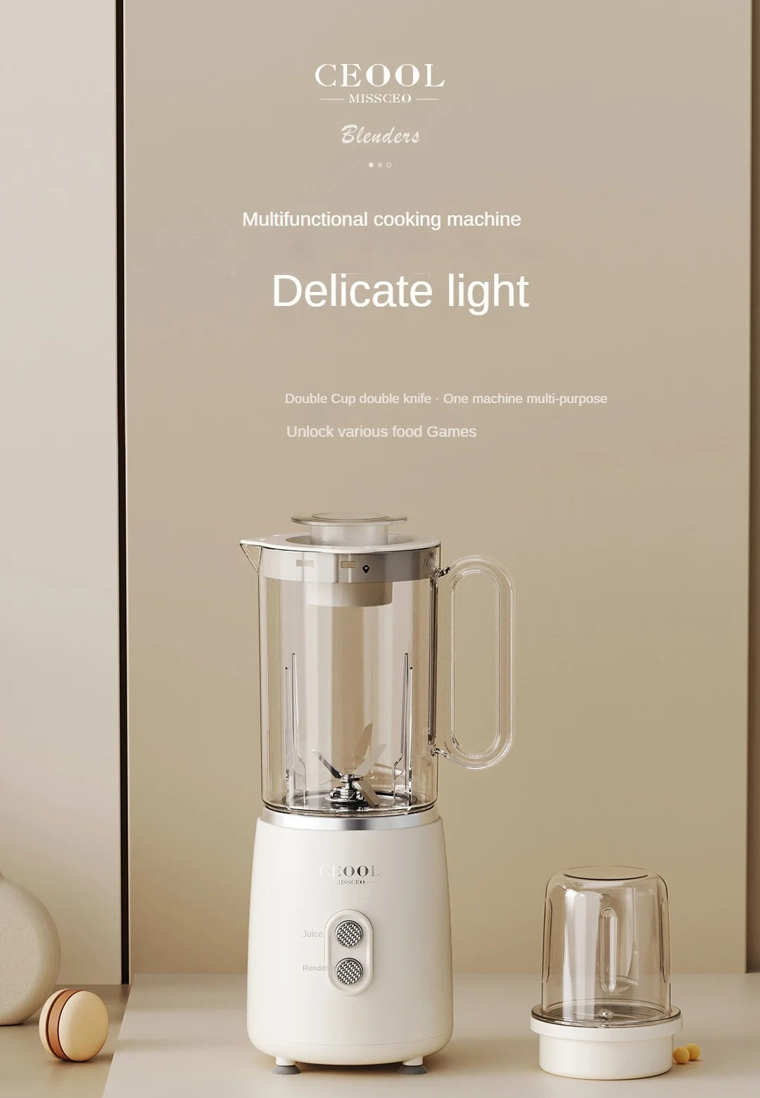 2IN1 Food Blender Portable Juicer Smoothie Maker Fruit Mixer Bean Grinder Mixer