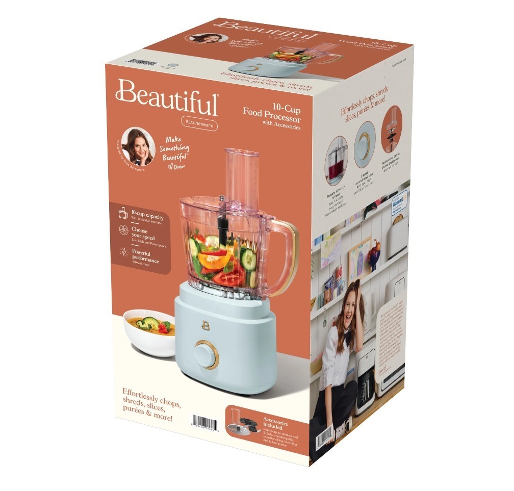 Beautiful 10-Cup Food Processor with Accessories, Hydrangea Blue by Drew…