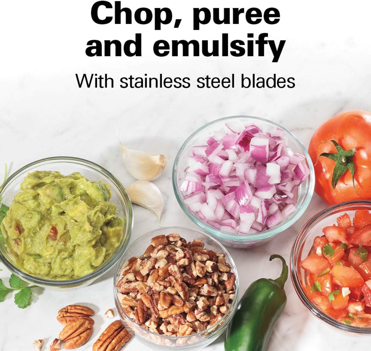 Electric Mini Food Chopper & Processor 3-Cup 350W for Dicing Mincing Puree Black