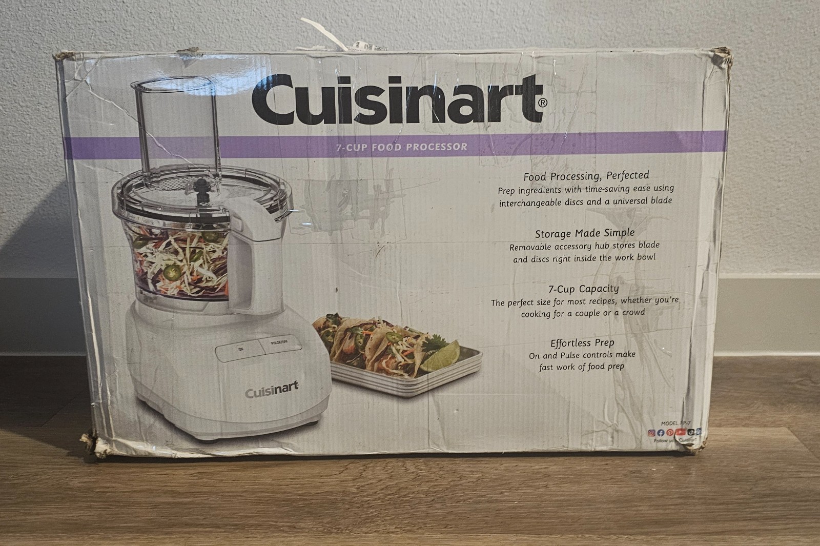 Cuisinart 7 Cup Food Processor White Cups 600W Core FP-7 Shredder Chops