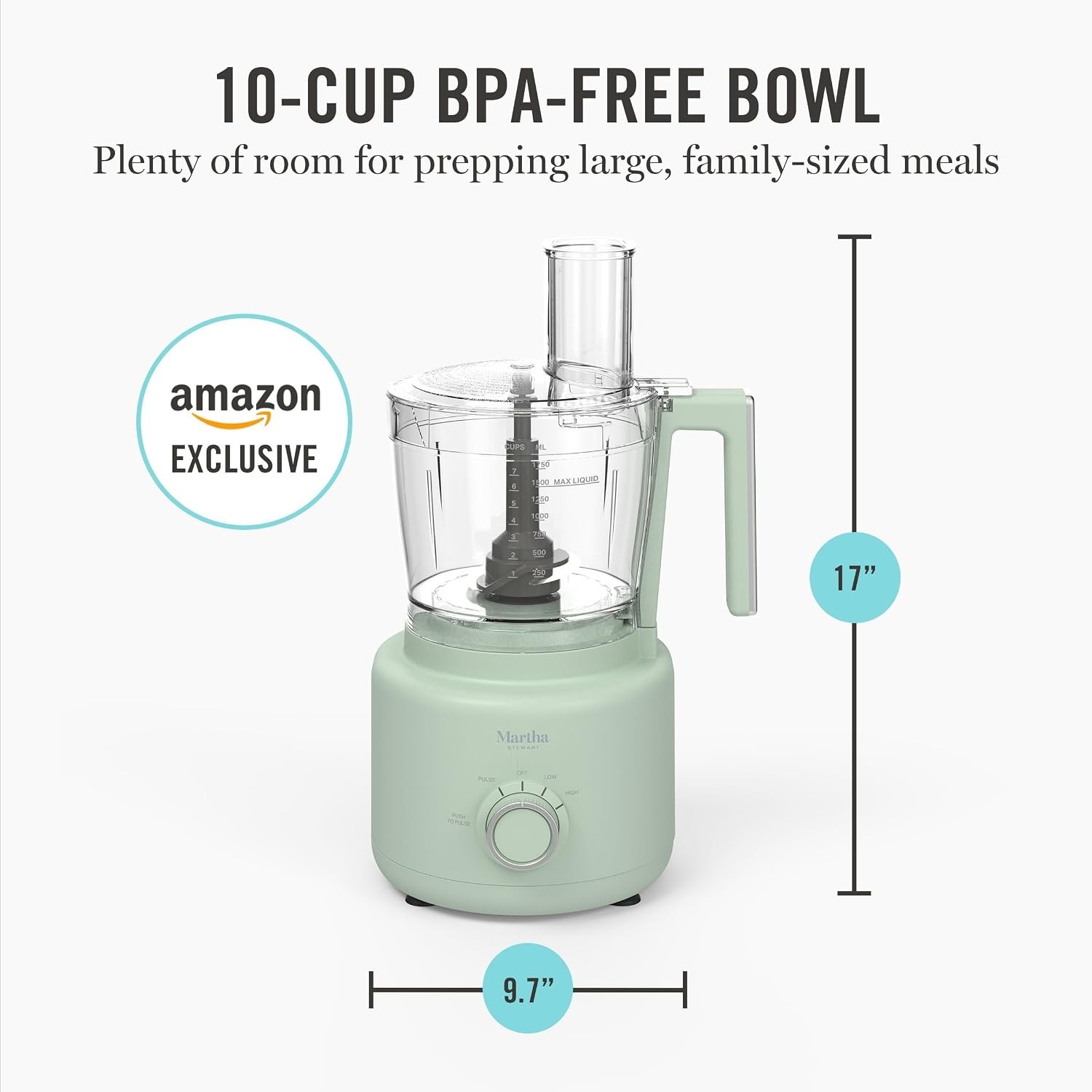 10-Cup Electric Food Processor for Versatile Chopping & Slicing – Honeydew Green