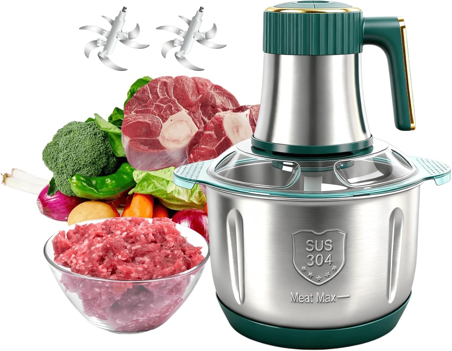 Food Processor,5-Speed Electric Food Chopper,Meat Grinder 5L(20Cups Two NEW