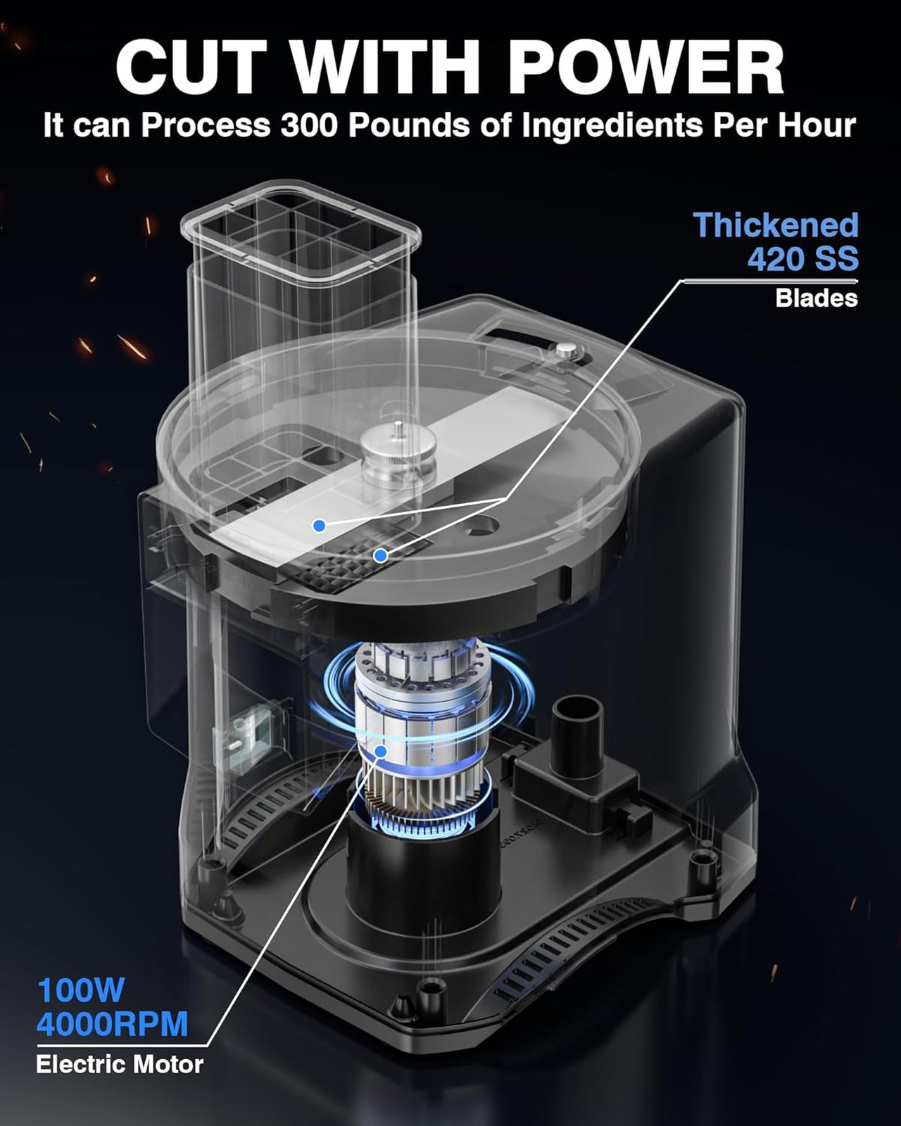 Electric Vegetable Chopper Food Processor Stainless Steel Blades 5 in 1 Kitchen