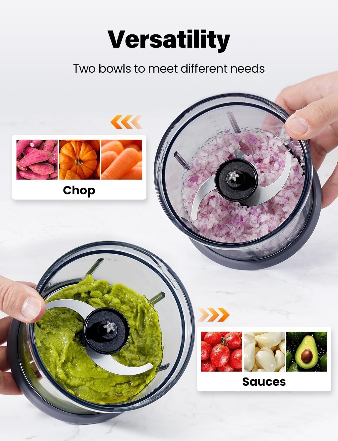 Compact 4-Cup Food Processor & Chopper, 2 Speed, 4 Blades for Meat, Veggies, Nut
