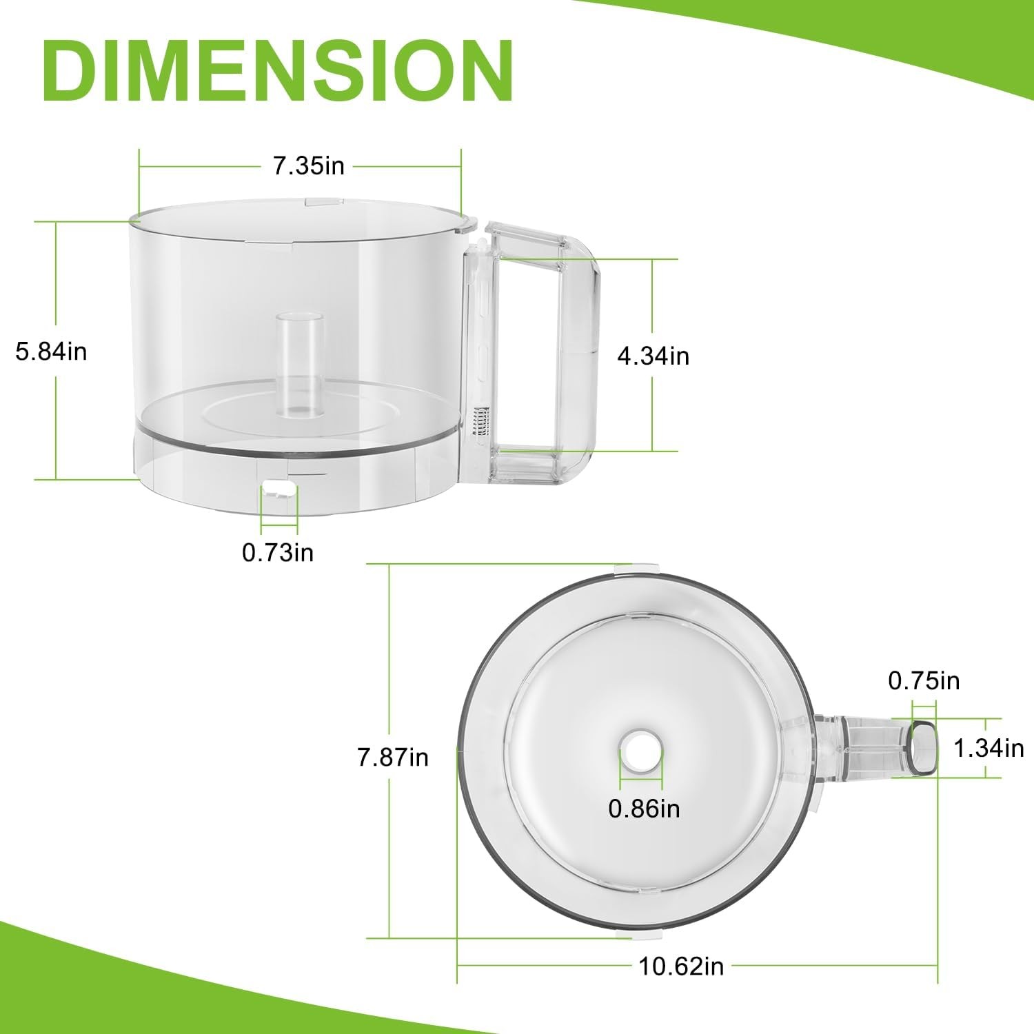 112203 Food Processor Cutter Bowl 3 Quart Clear Bowls for Robot Coupe R2B Series