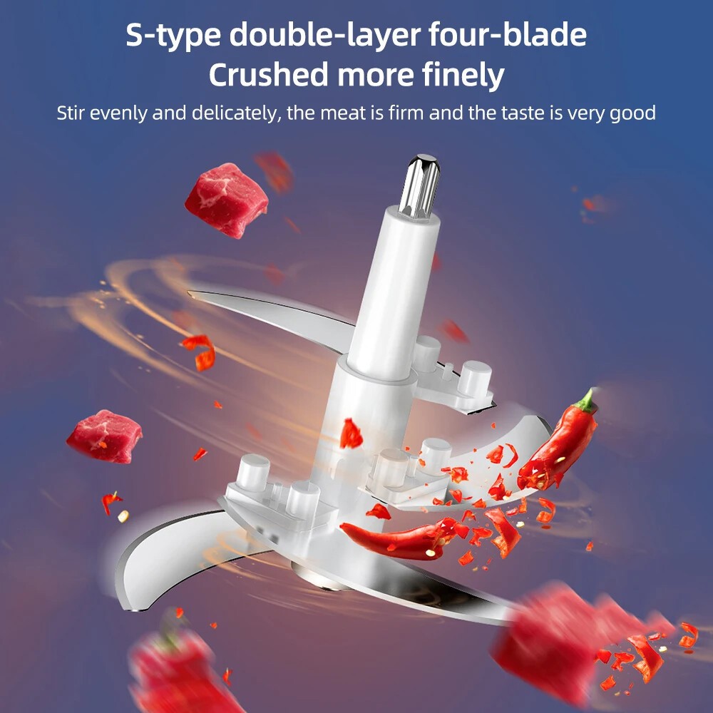2L Electric Food Chopper Electric Stainless Steel Processor Meat Grinder Mixer