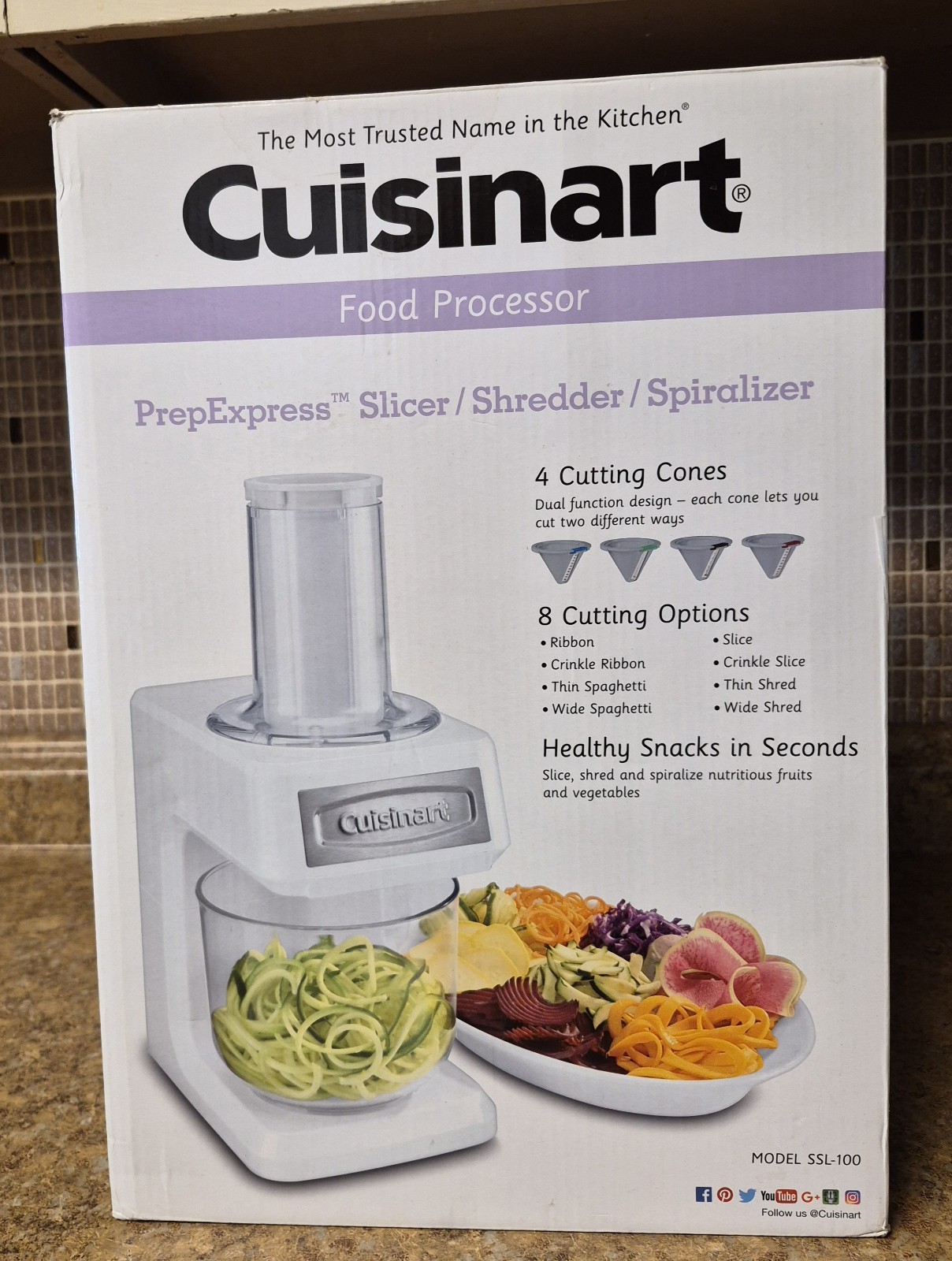 Cuisinart SSL-100 Prep Express Slice Shred Spiralizer Food Processor White New