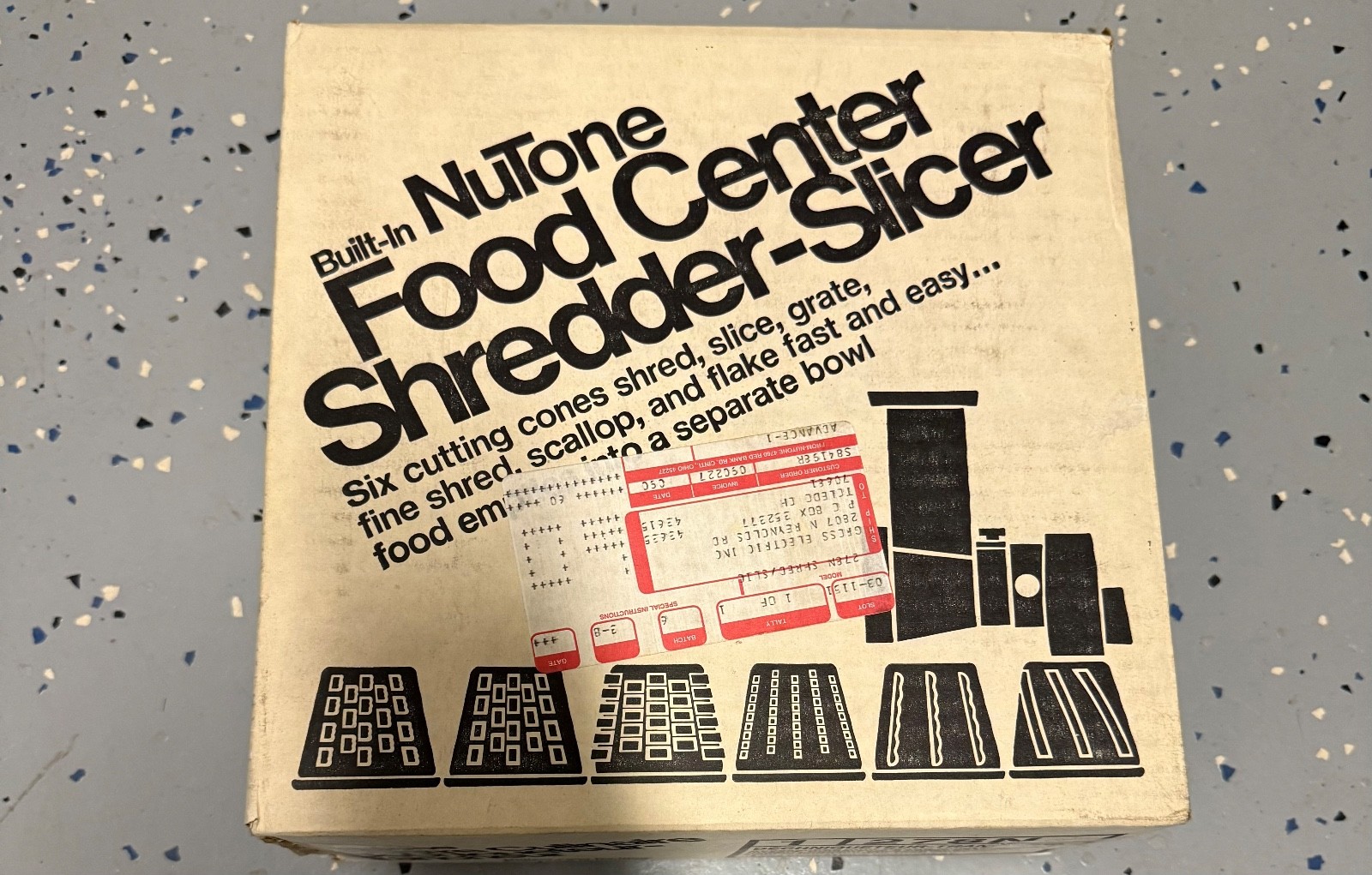 New in Box NuTone Food Center Shredder Slicer