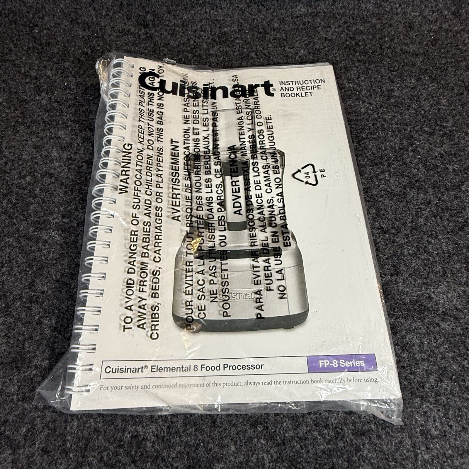 Cuisinart Food Processor FP-8 Manual Instruction and Recipe Booklet Elemental 8