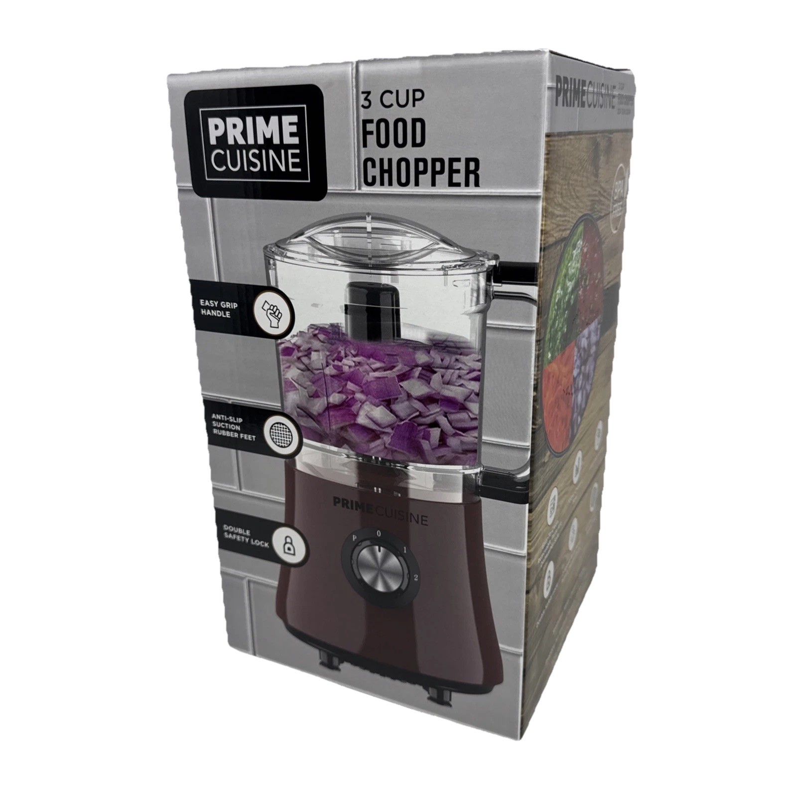 Food Processor 3 Cup Capacity Mincing Dicing Electric Chopper Rubber Feet