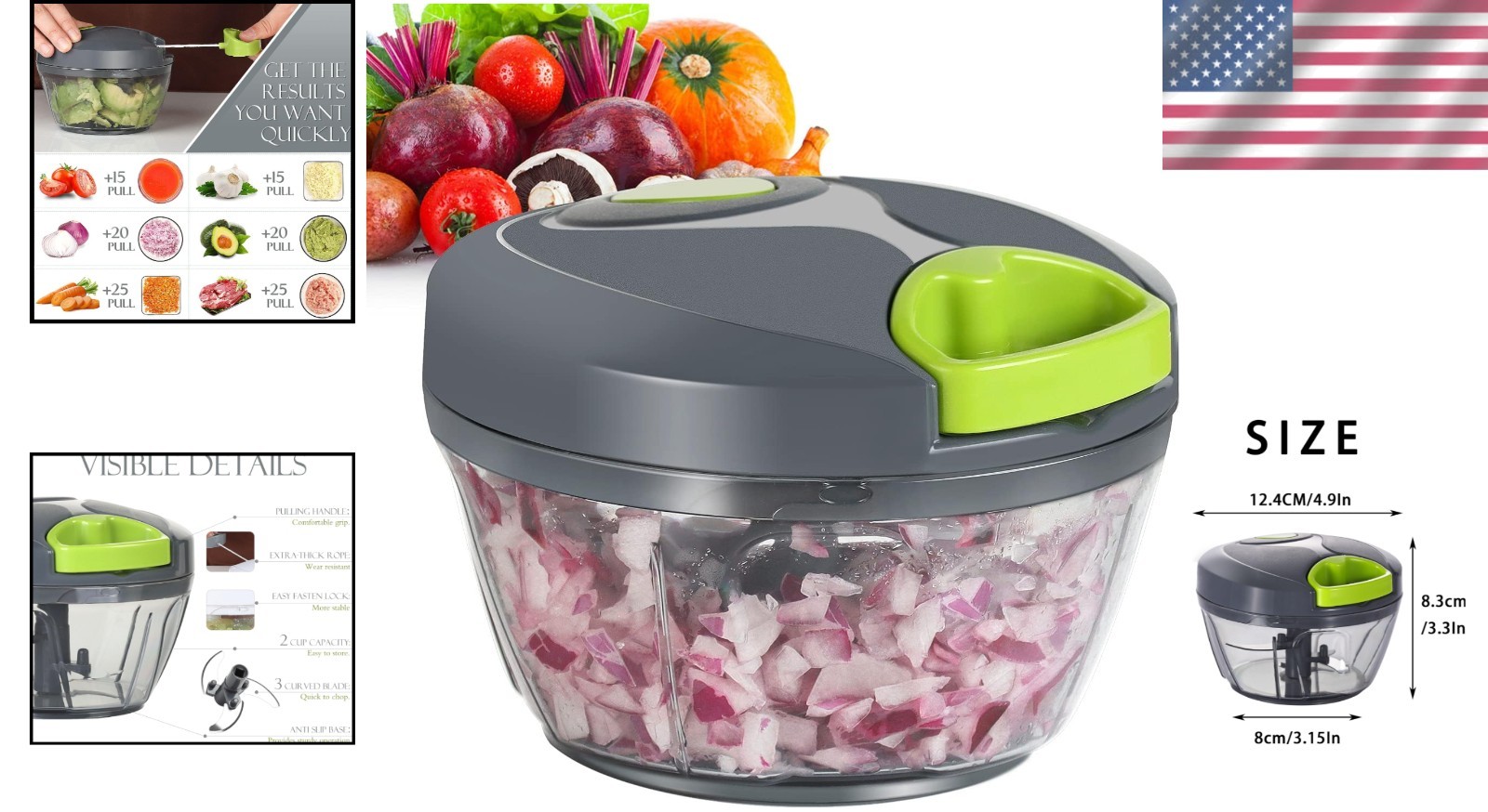 Compact Hand Pull Food Chopper – Portable Garlic Mincer for Fresh Ingredients