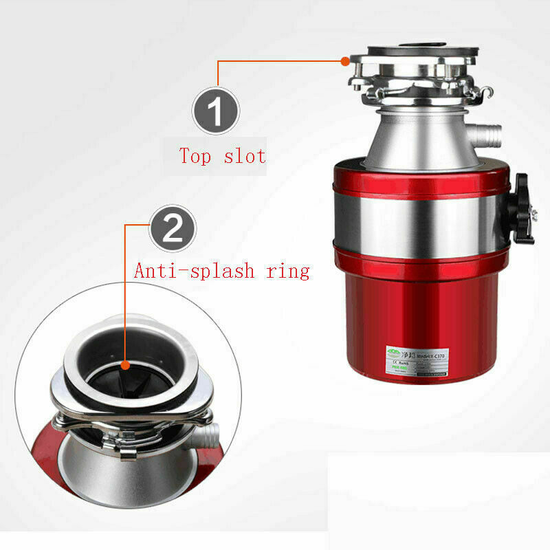 220V 1000ML Kitchen Food Waste Processor Disposer Garbage Disposal Crusher 370W