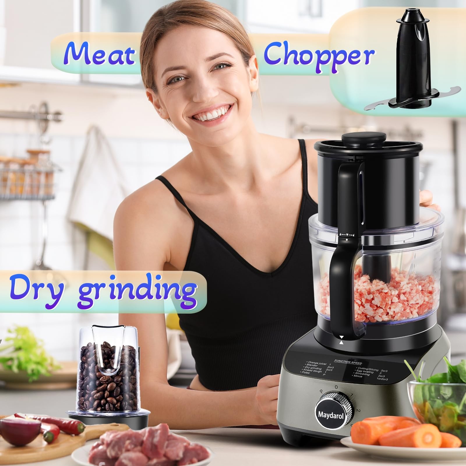 11-in-1 Food Processor and Blender Combo, 14 Cup Food Processor with Large Ch…