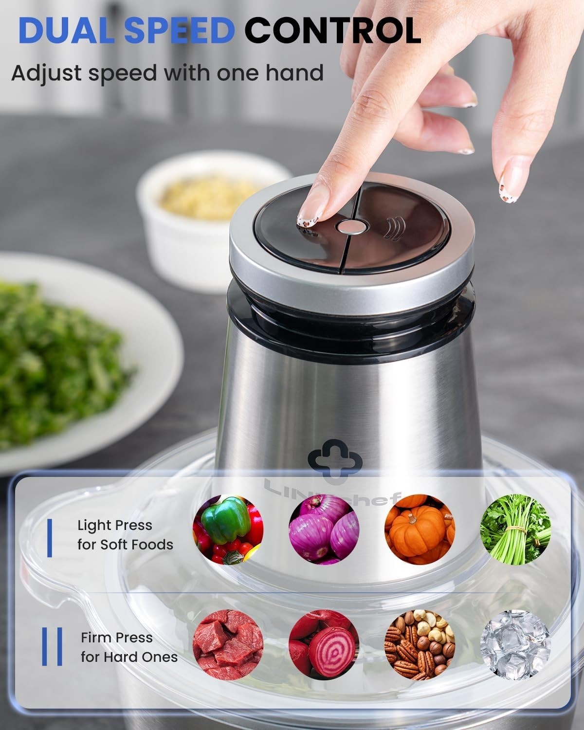 Powerful 600W Food Processor with 10 Cup Stainless Steel Bowl & 2-Speed Control