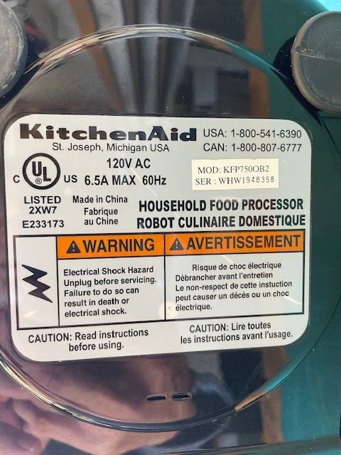 Kitchen Aid 7-Cup Food Processor Model KFP7200B2 Motor Base Only Working