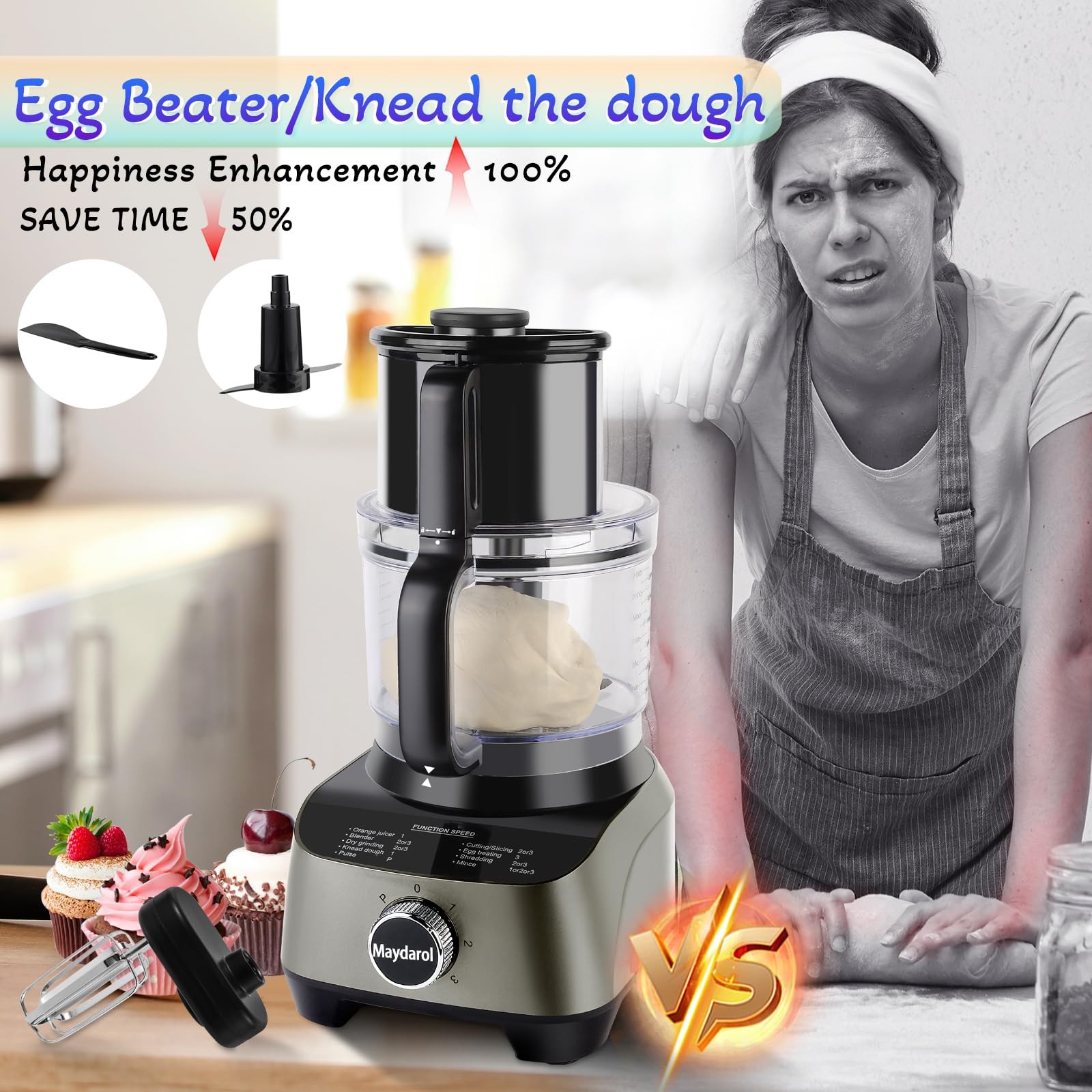 11-in-1 Food Processor and Blender Combo, 14 Cup Food Processor with Large Ch…