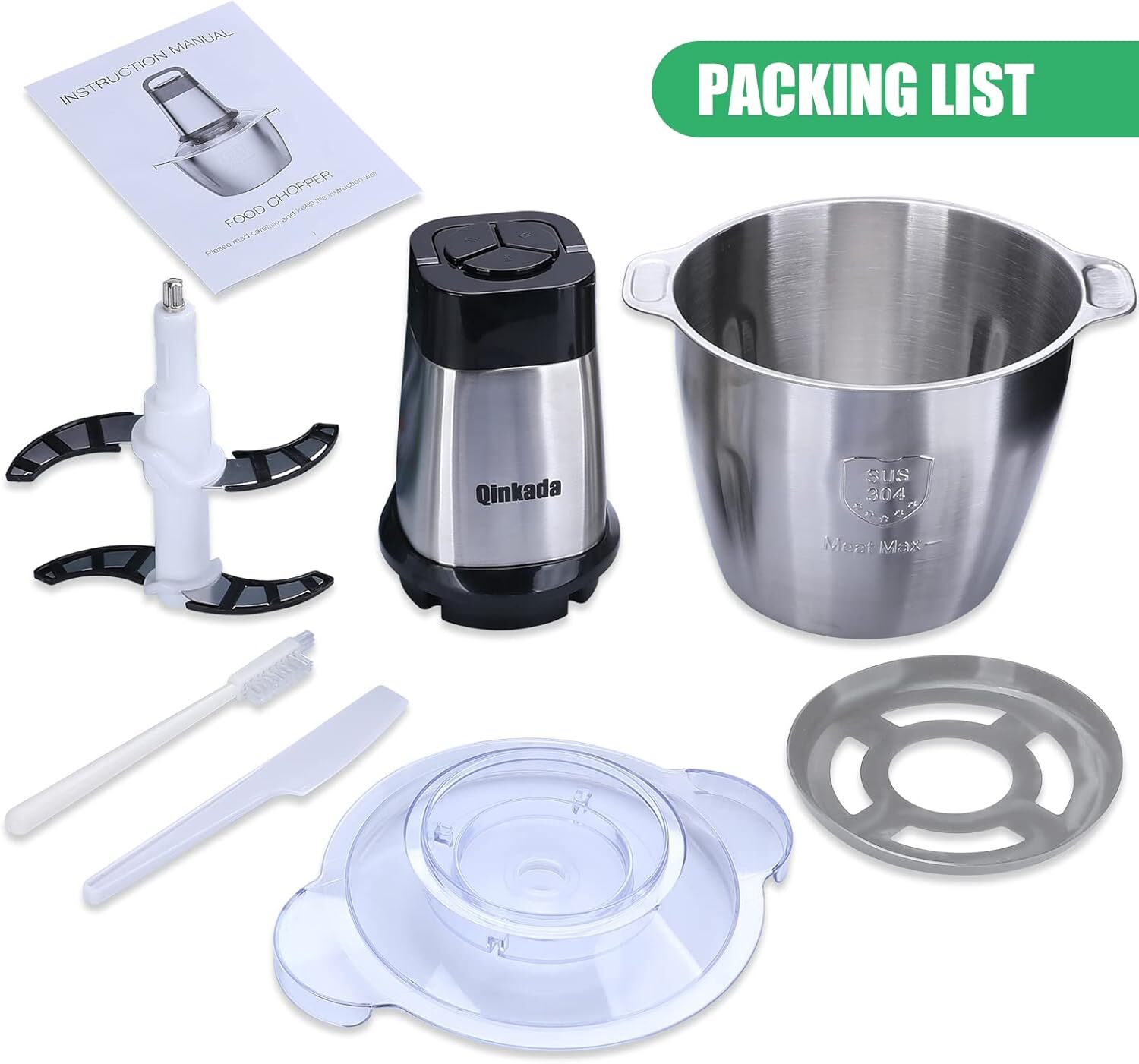 Food Processor, 500 Watt Grinder, 14 Cup Stainless Steel Bowl, 4 Double Blades