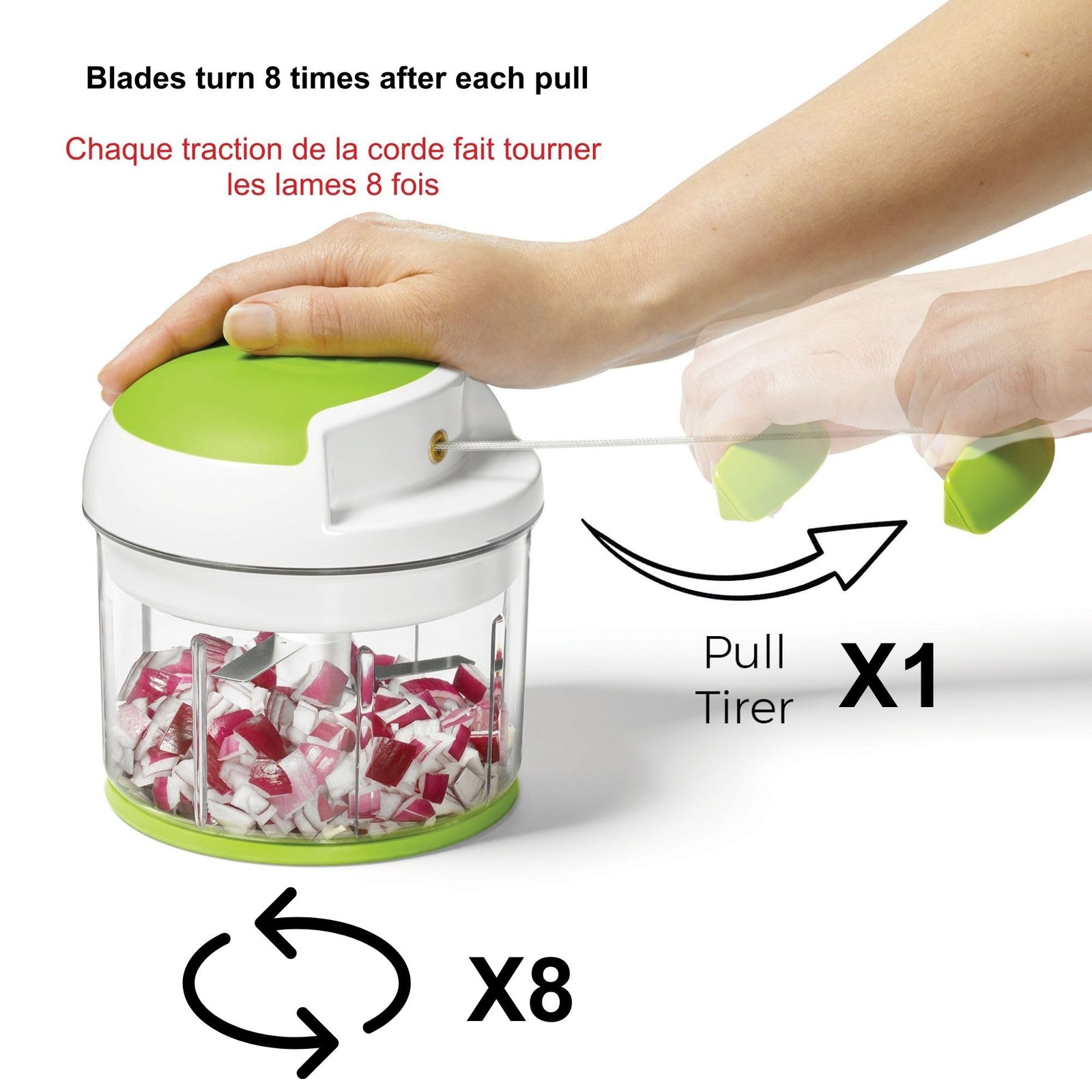 Pull Chopper – Multi Purpose Manual Food Processor – Three Blade System for a…