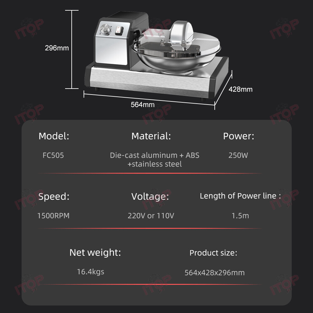 Automatic 5.5L Meat Vegetable Prep Food Processor Meat Cutter Chopper with Timer