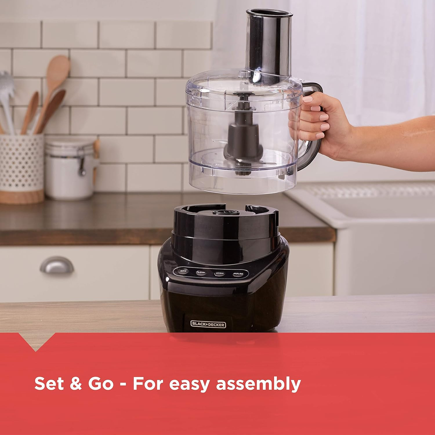 BLACK+DECKER 3-In-1 Easy Assembly 8-Cup Food Processor, Stainless Steel S-Blade,