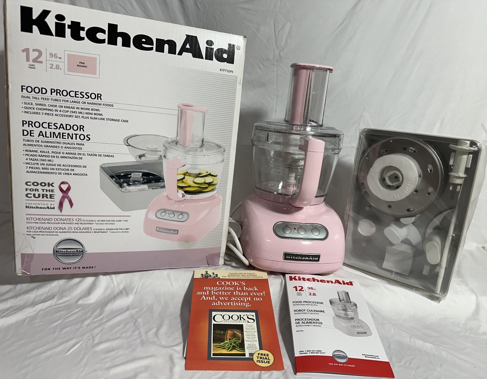 KitchenAid KFP750PK3 Food Processor with Blades – PINK RARE NEW
