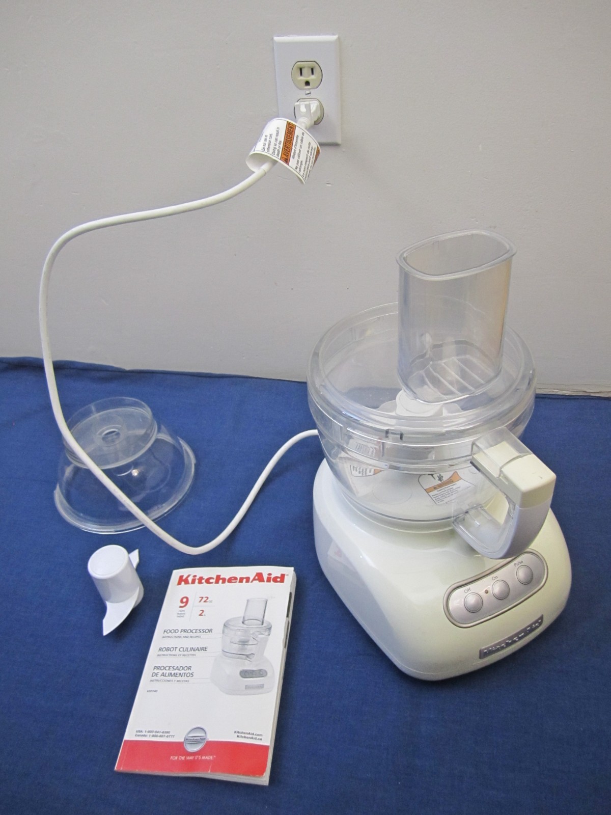 KitchenAid KFP740 WH1 Food Processor 9-Cup w/ Bowl, Blades, Manual FAST SHIPPING
