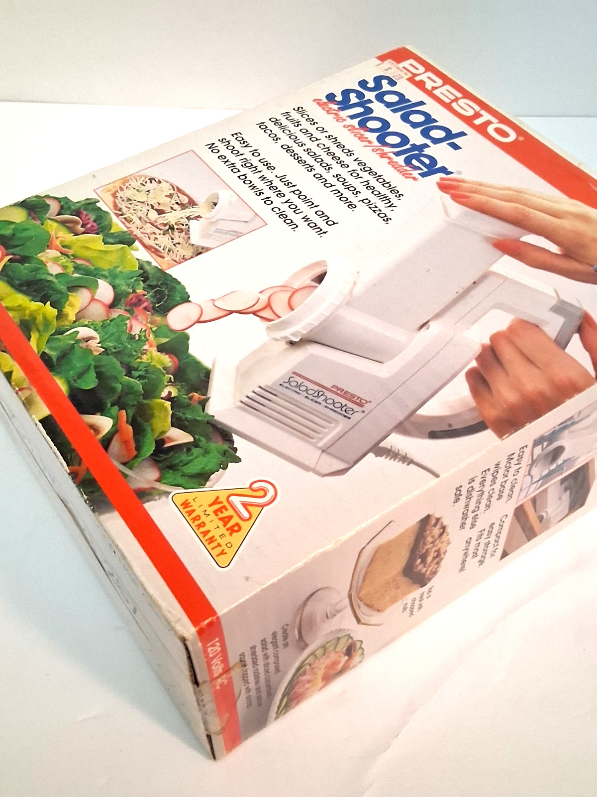 New in Box Vintage Presto Salad Shooter 1993 Shredding & Slicing Cones Electric