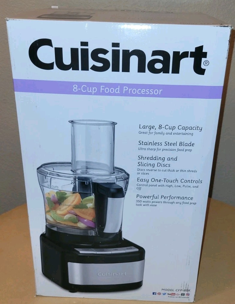 Cuisinart CFP-8BK 8-Cup Food Processor Stainless/Black 120V 350W New In Box
