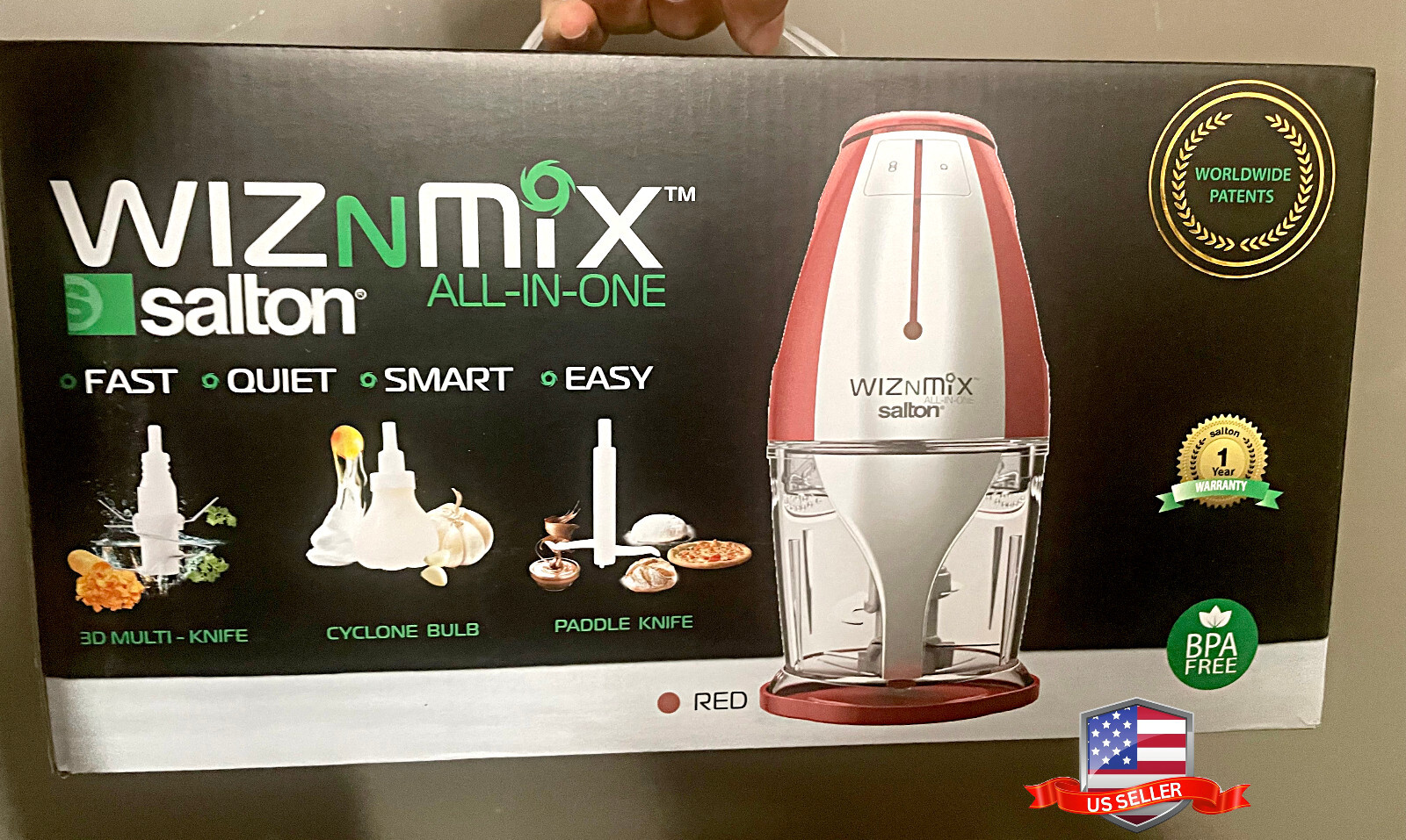Salton WizNMix All-in-One Food Processor, Chopper & Blender for Mixing, Purees