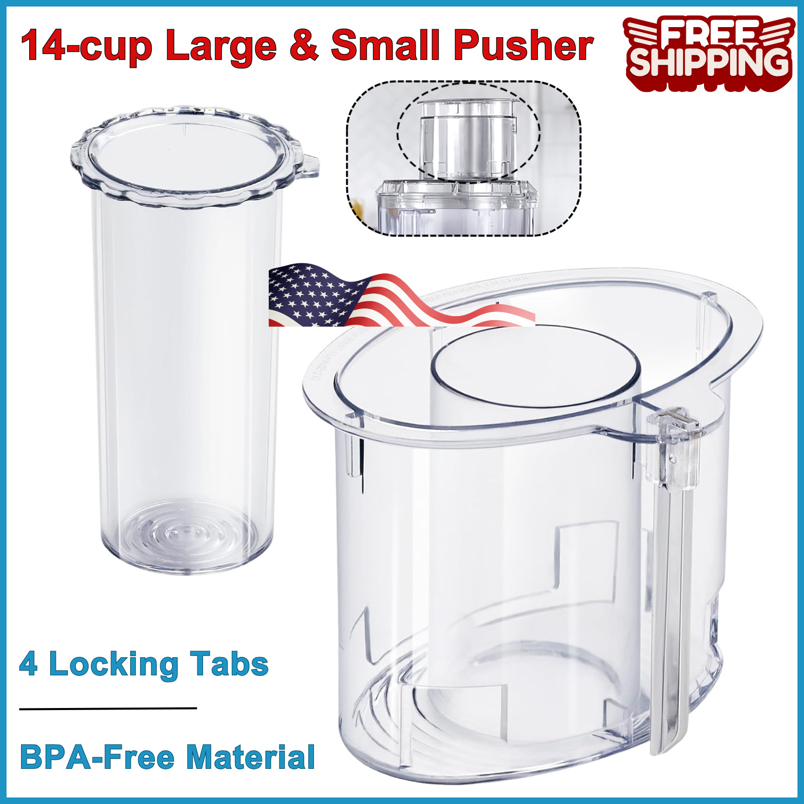 Food Processor Parts Replacement Bowl and Cover Set Fits DFP-14 DLC-2014 14-Cup