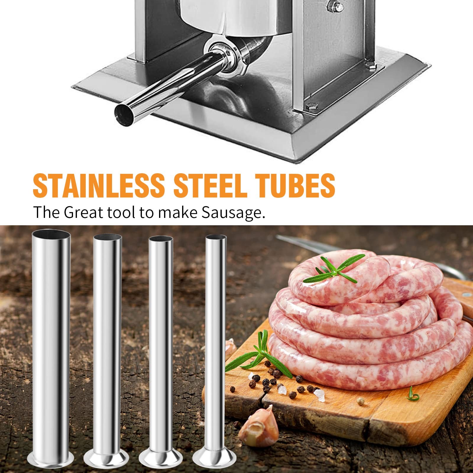 Hoypeyfiy Stainless Steel Sausage Stuffing Tubes Replacement normal, Sliver