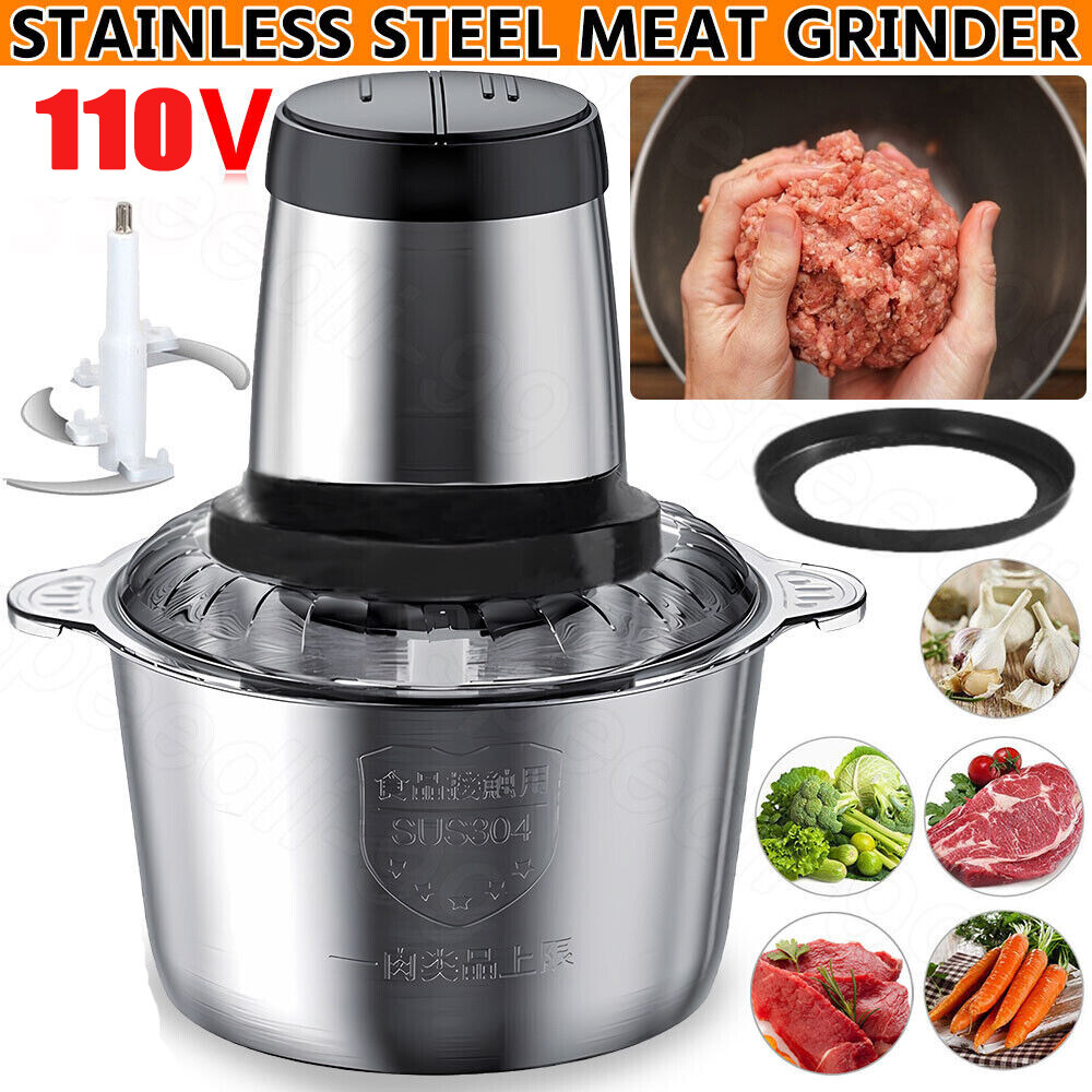 300W Electric Food Vege Chopper Food Processor Kitchen Meat Grinder Mixer 2L US