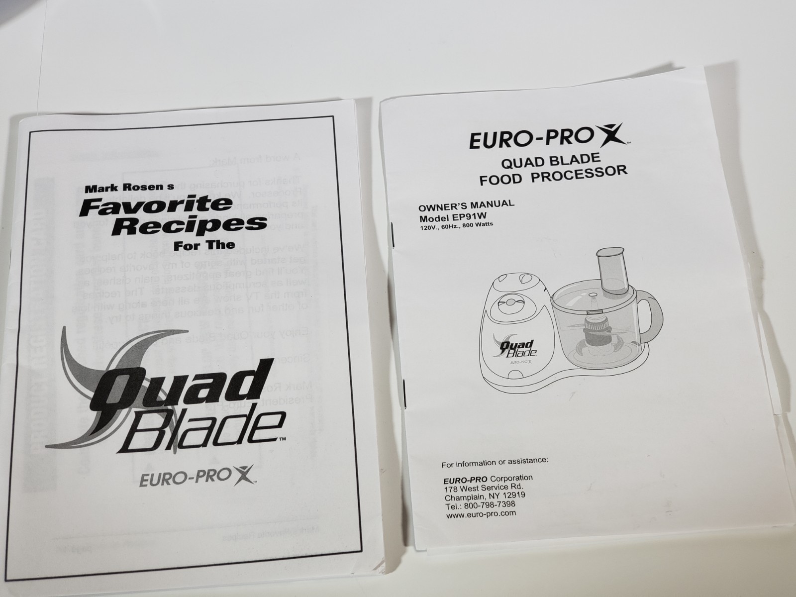 Food Processor Euro-Pro X Quad Blade EP91 800watts, Like Cuisinart KitchenAid