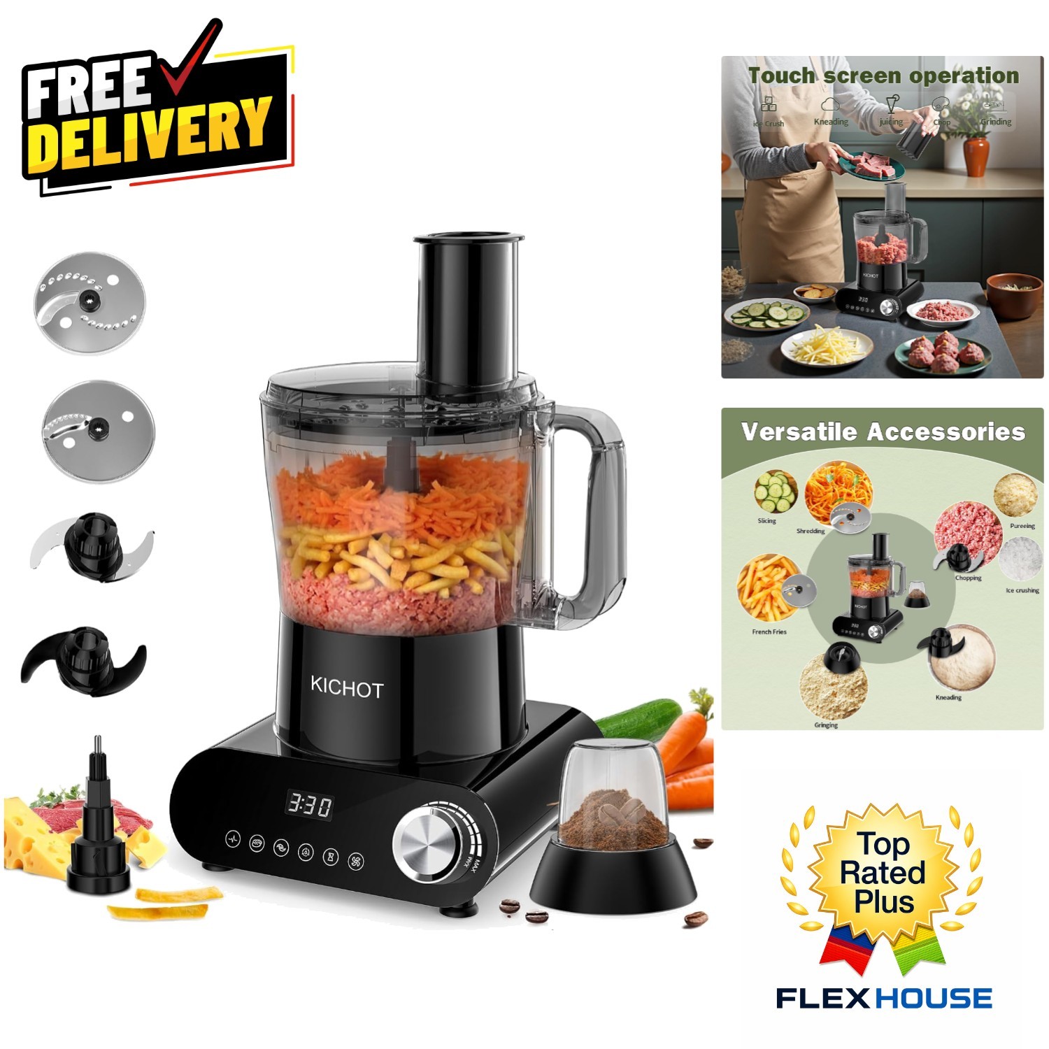 Elegant 12-Cup Food Processor & Vegetable Chopper – 600W Power & Speed Control