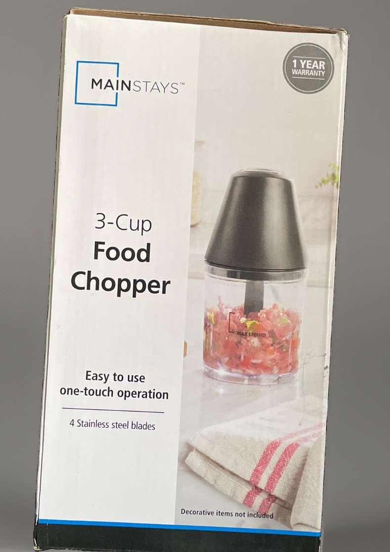 Mainstays 3 Cup Electric Food Chopper 4 Blade One Touch Black New